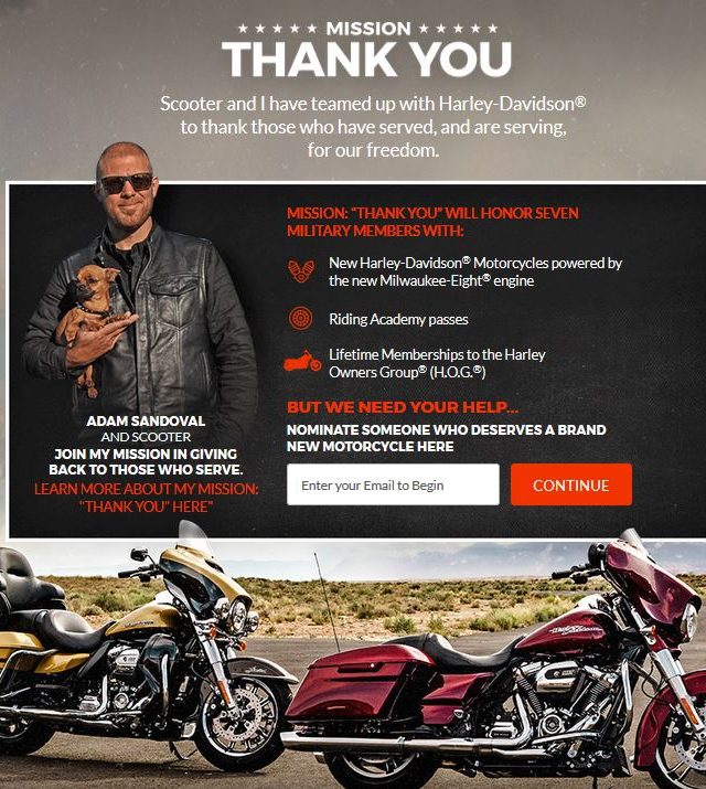 Adam Sandoval & Harley-Davidson are Showing Our Military and Veterans Major Love